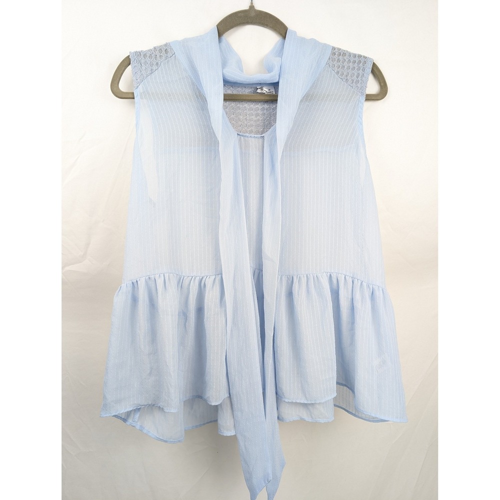 Sheer Fairy Peplum Sleeveless Top Sz M Pastel Blue Coquette Romantic Fairy Twee - Picture 2 of 10